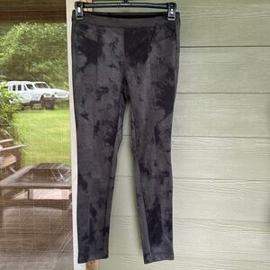 Tahari Faux Leather Charcoal Tie Dyed Leggings